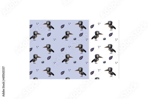 cute crow pattern raven cartoon