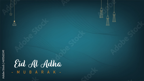 Minimalist template design poster banner background for Eid al-Adha celebration of Muslims