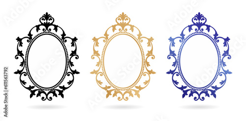 Vector illustration Set of vintage ellipse frames label ornaments isolated white backgrounds for screen printing, paper craft printable designs, wedding invitation cover, stationery design materials