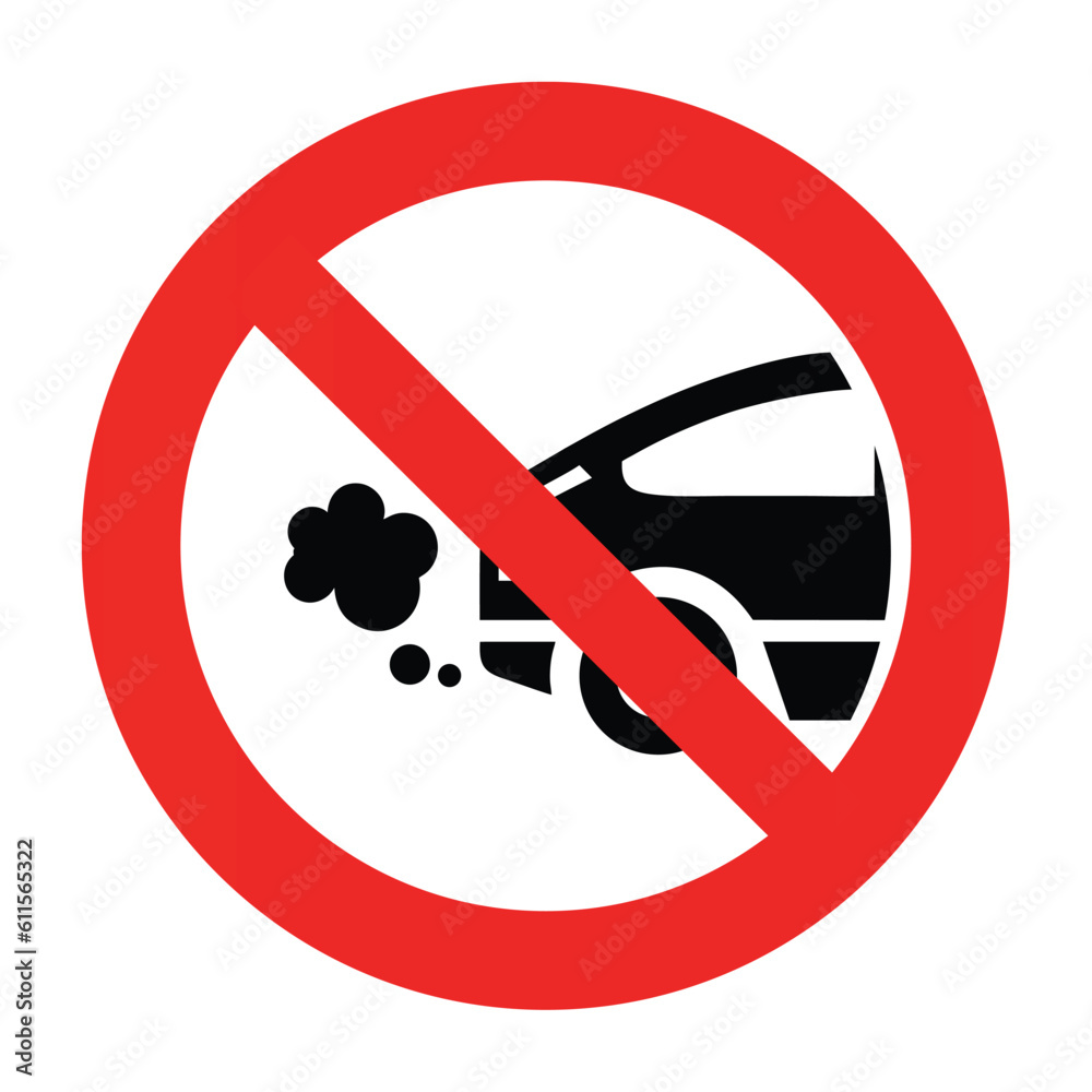 No exhaust prohibited sign, no emitting exhaust fumes forbidden modern