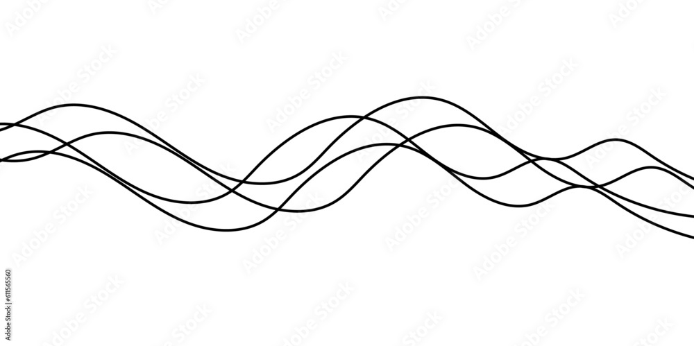 Abstract wavy black curved line on transparent background. Lines connect on white background. Vector illustration. Abstract wavy black curved line on transparent background. Lines connect on white background. Vector illustration.