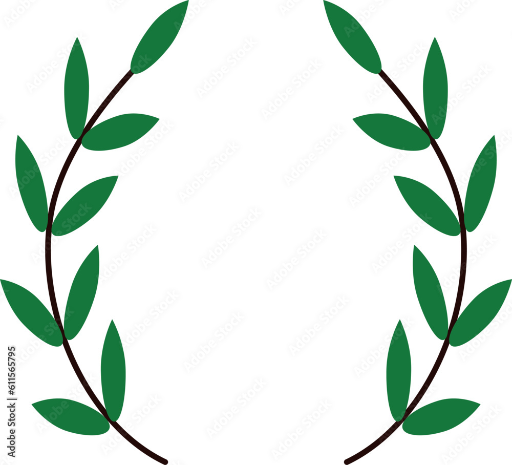 green laurel wreath on transparent background