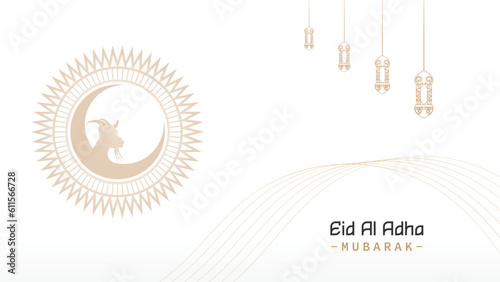Minimalist template design poster banner background for Eid al-Adha celebration of Muslims
