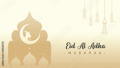 Minimalist template design poster banner background for Eid al-Adha celebration of Muslims