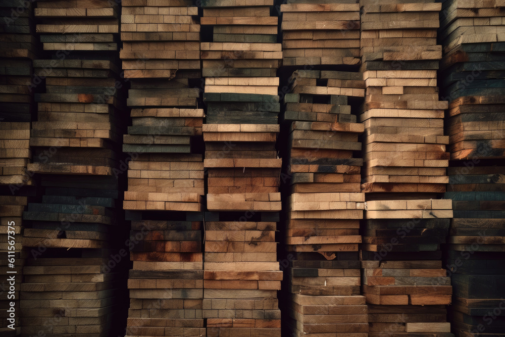 Stacks of lumber, Generative AI Stacks of lumber, Generative AI