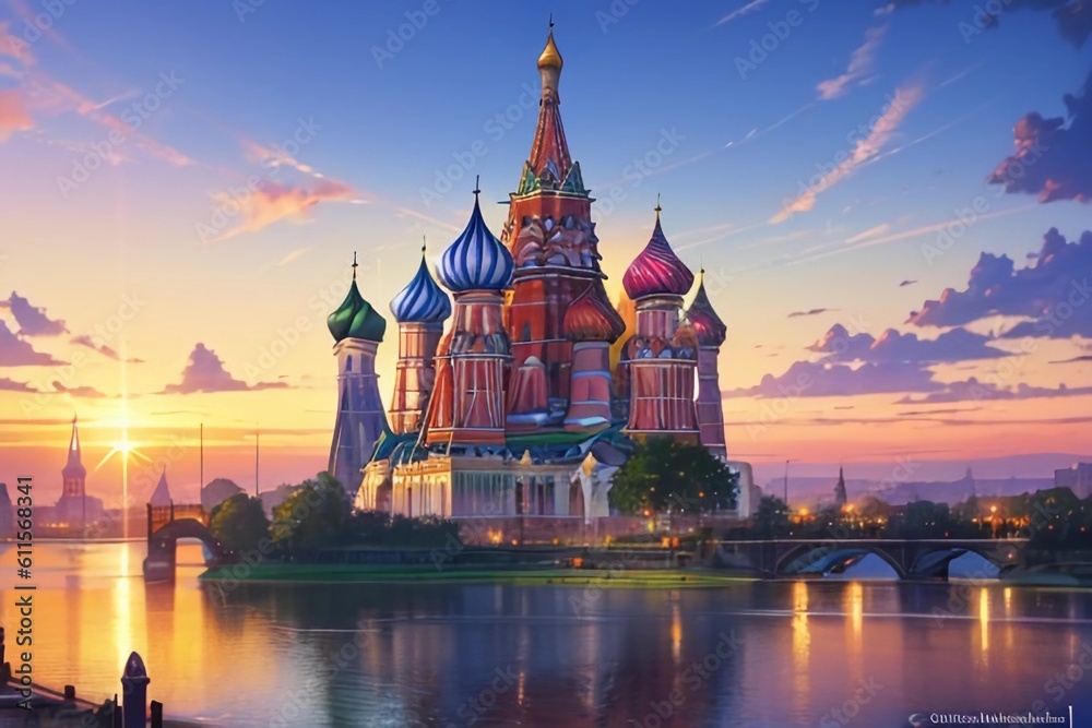 Fototapeta premium Russian Building Scenery - AI Generated