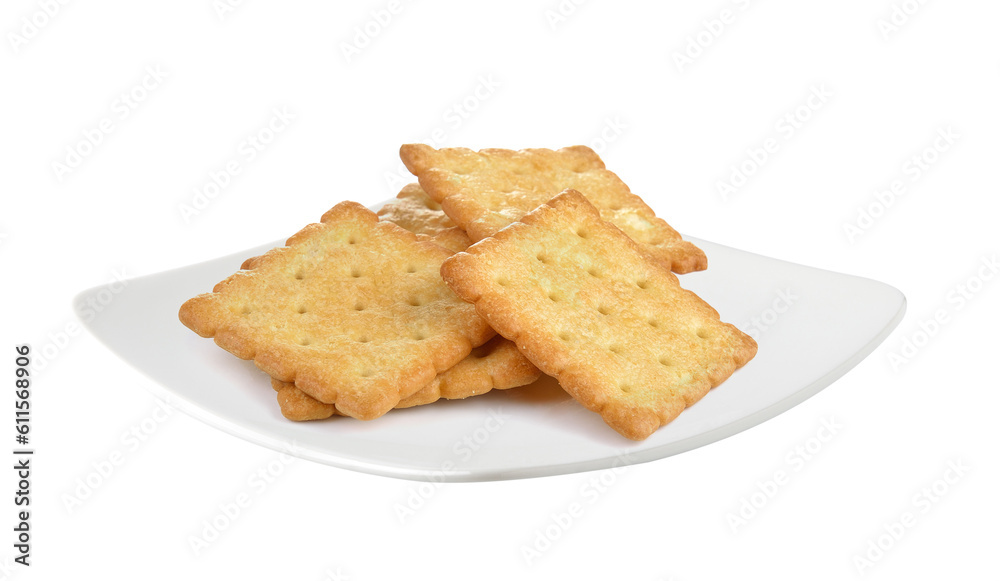 Cracker in a plate isolated on transparent png Cracker in a plate isolated on transparent png