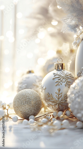 White Christmas Ornament hanging on a tree - generative AI, KI
