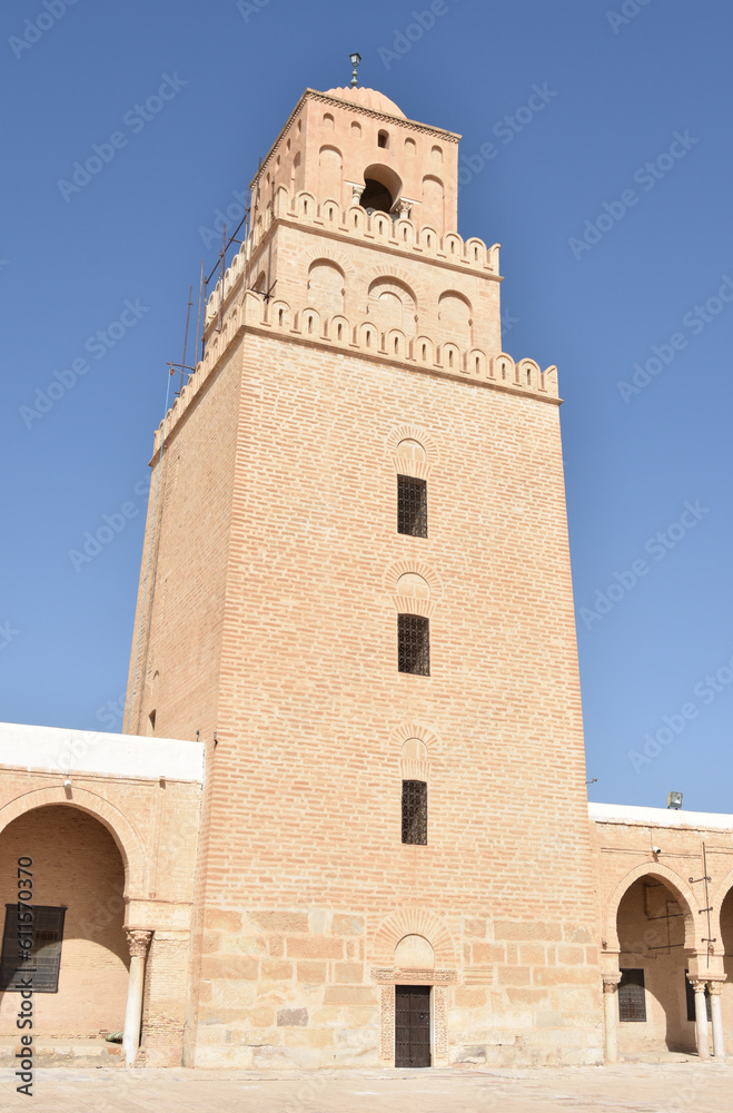 Minaret of the Great Mosque of Kairouan (Mosque of Uqba) Portrait, Tunisia