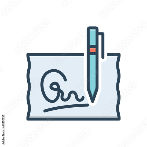 Color illustration icon for signed