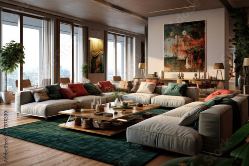 Penthouse Suite Modern Transitional Living Room Interior