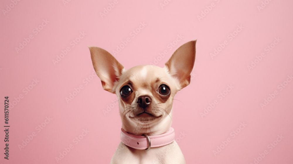 chihuahua dog wearing the dress on pink color background with Ai Generated
