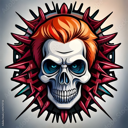 Painting of an evil skull. (AI-generated fictional illustration)
