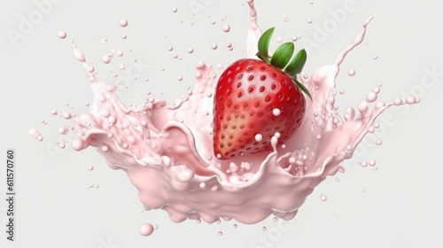 strawberry splash in milk splash with Ai Generated