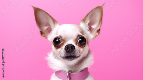 chihuahua puppy with pink color background with Ai Generated © EmmaStock