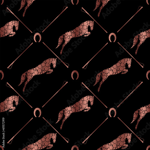 Jumping horse seamless vector pattern