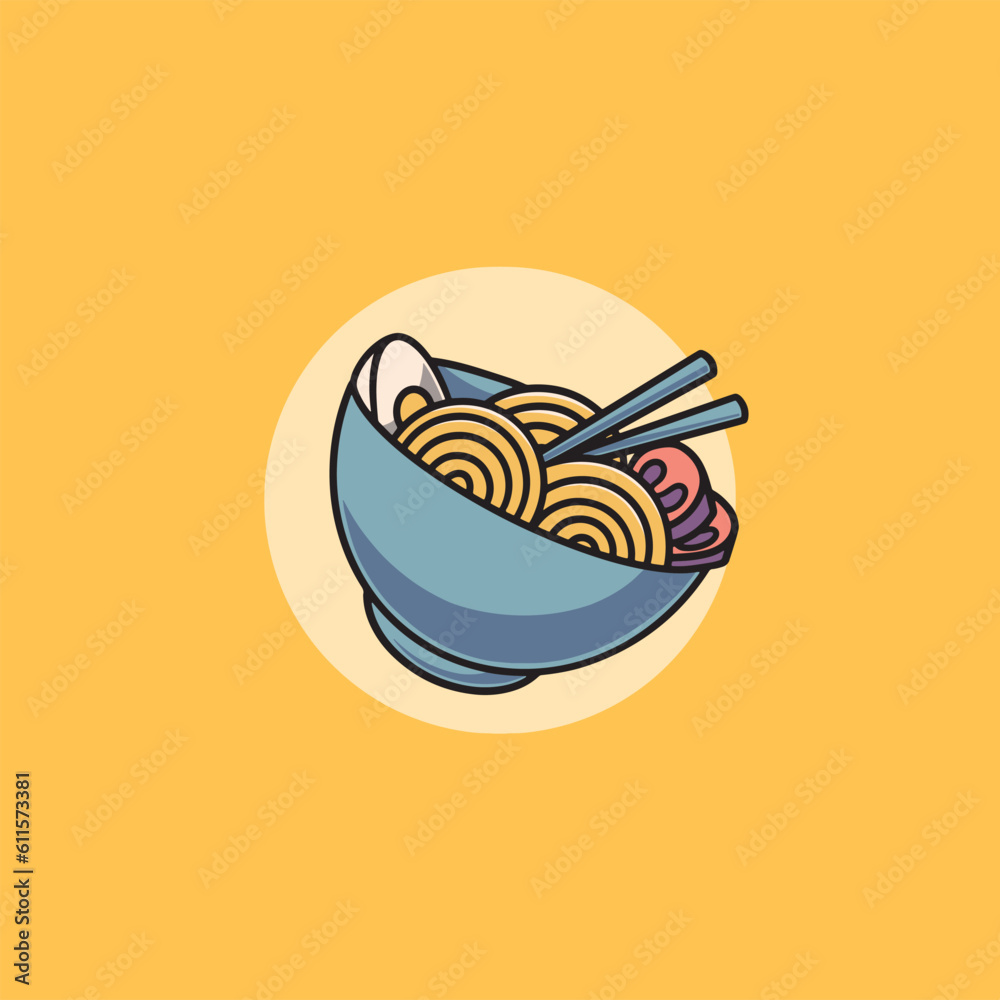 Delicious ramen icon cartoon illustration