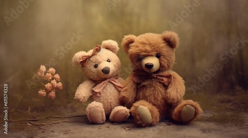 Best Friends Teddy bears Concept of love, family and friendship. valentine's day. Generative AI © Irina