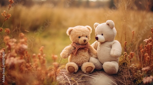 Best Friends Teddy bears Concept of love, family and friendship. valentine's day. Generative AI © Irina