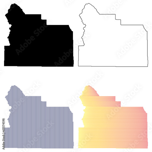 Icons of Yakima County, Washington border in silhouette, outline, and color photo