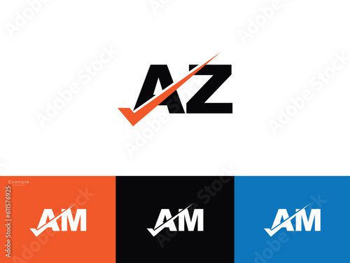 Check Mark Logo Az za Letter Template For You