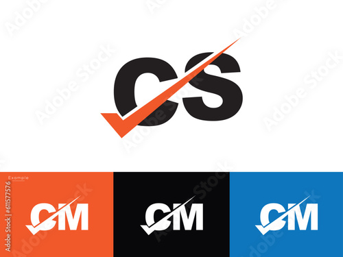 Initial Business cs sc Logo Letter And Check mark symbol