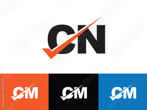 Initial Business cn nc Logo Letter And Check mark symbol
