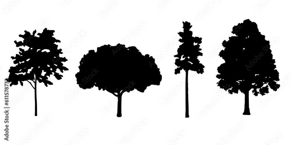 Fototapeta premium various kinds of tree silhouettes