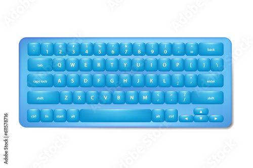 keyboard vector illustration with transparent blue water theme, realistic vector