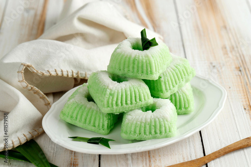 Kue Putu Ayu, Indonesian Traditional Jajan pasar made from Steamed Flour and Grated Coconut. photo