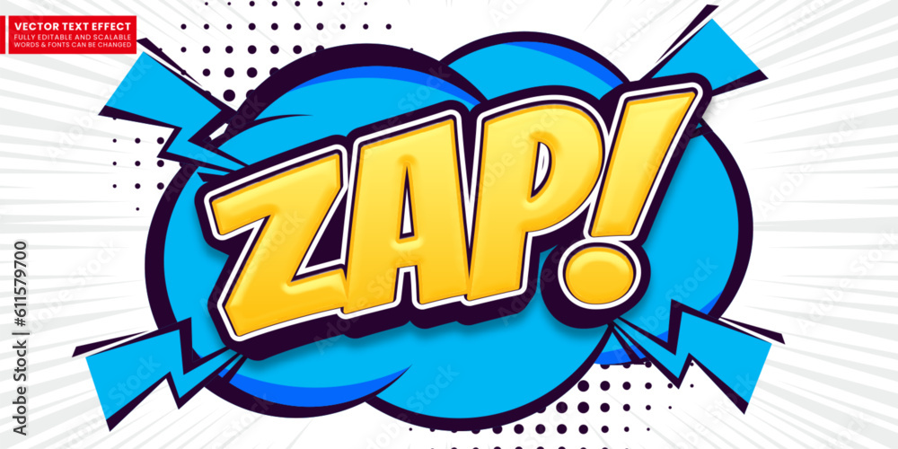 Zap comic book text effect editable three dimension font style