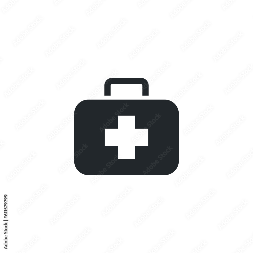 flat vector image isolated on white background, medical kit icon in black color flat vector image isolated on white background, medical kit icon in black color