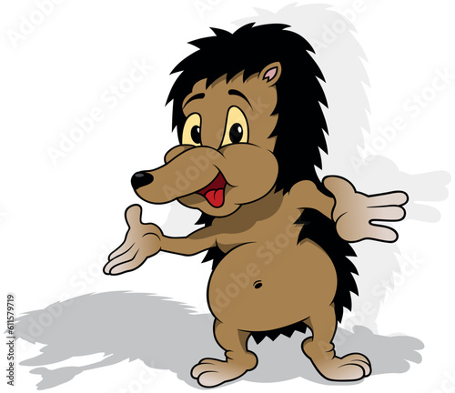 Brown Smiling Hedgehog with...