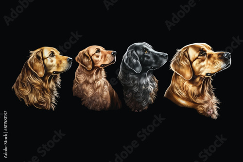 watercolor set of retriever dogs