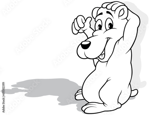 Drawing of a Smiling Polar Bear with Raised Paws