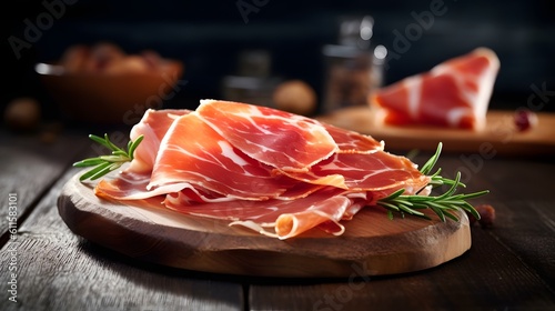 Spanish serrano ham. AI generated.