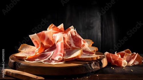 Spanish serrano ham. AI generated.