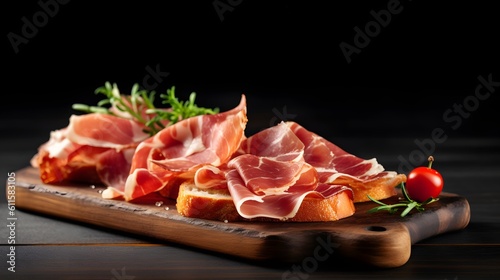 Spanish serrano ham. AI generated.