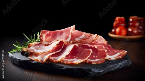 Spanish serrano ham. AI generated.