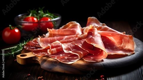 Spanish serrano ham. AI generated.