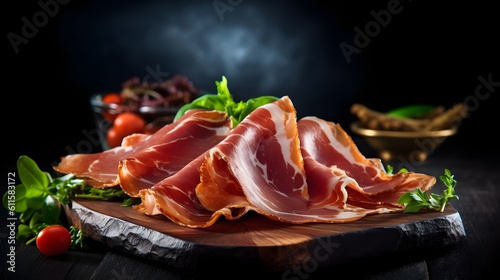 Spanish serrano ham. AI generated.