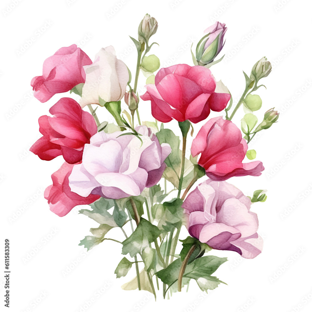 Flowers Watercolor Clip Art, Watercolor Sublimation Design, Watercolor Flowers Bouquet