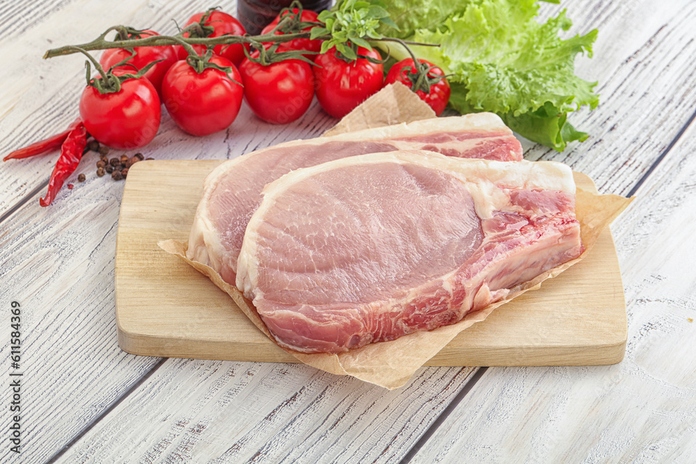 Raw pork t-bone steak for grill Raw pork t-bone steak for grill