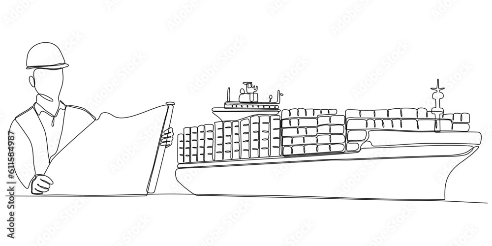 Illustration of a Cargo Ship Vector Drawing Stock Vector  Illustration of  delivery draw 201656136