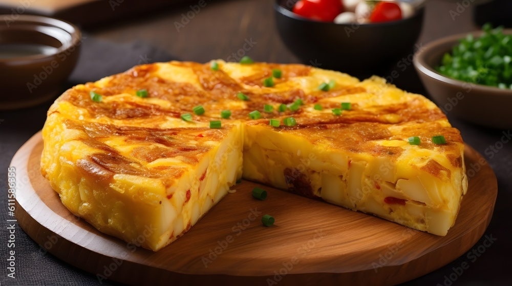 Spanish potato omelette. AI generated. Spanish potato omelette. AI generated.