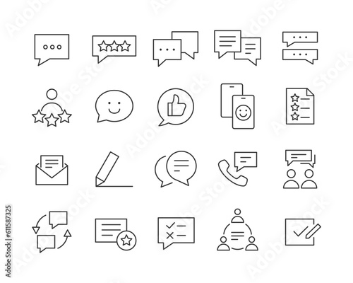 Testimonials and Feedback Icons - Vector Line. Editable Stroke.
