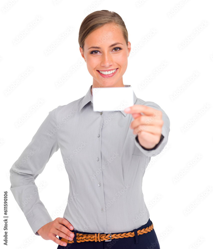 Business woman, portrait smile and card for advertising, marketing or branding against a white studio background. Happy female person, employee or model showing poster or placard for advertisement Business woman, portrait smile and card for advertising, marketing or branding against a white studio background. Happy female person, employee or model showing poster or placard for advertisement