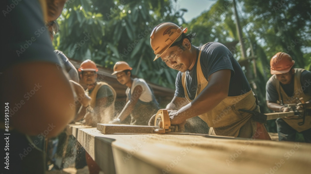 carpenter cutting wood using saw carpenter cutting wood using saw