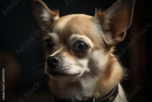 Portrait of a dog of the Chihuahua breed close-up  generative ai
