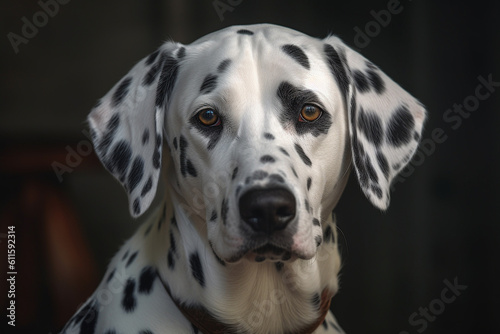 Portrait of a dog of the Dalmatian breed close-up  generative ai